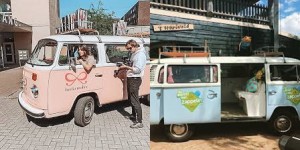 Reclame in een Volkswagenbus