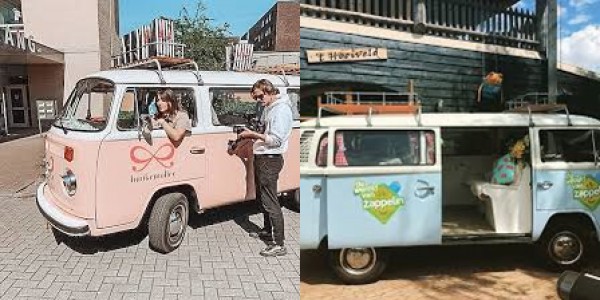 Reclame in een Volkswagenbus